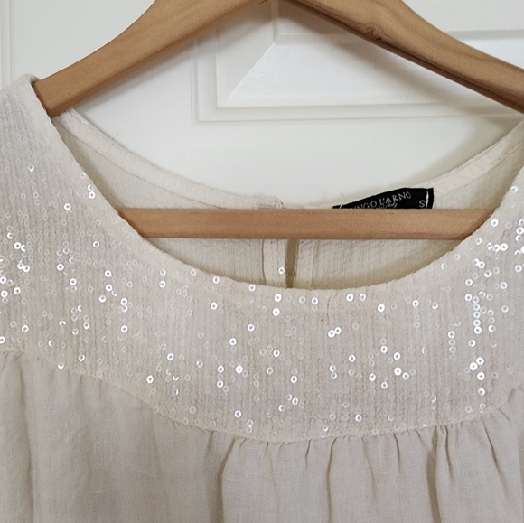 Lungo L'Arno Linen  Shift Dress Sequins Beach Resort Event Size Small - Picture 1 of 9